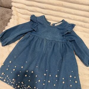 Isobella & Chloe Denim Dress with Pearl Details